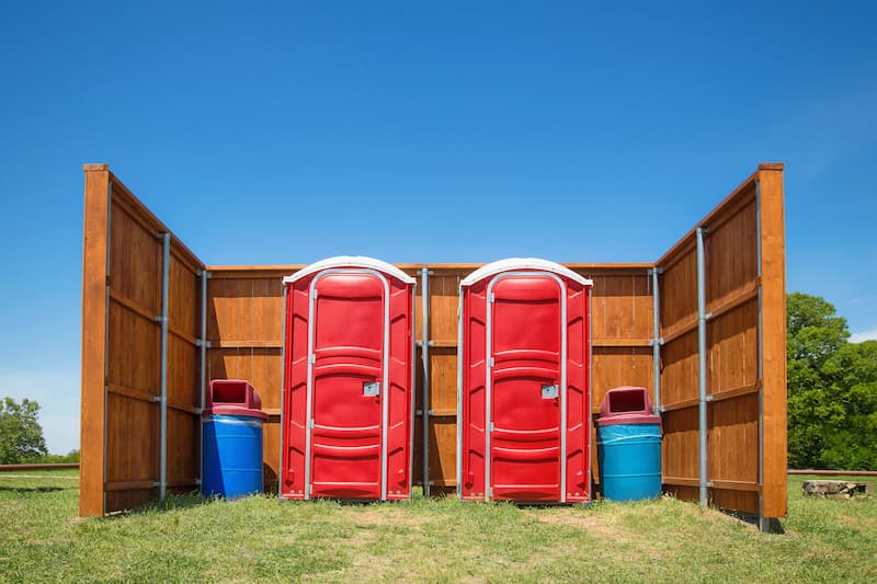 Short-term porta potty units staged for delivery in San Angelo, Texas